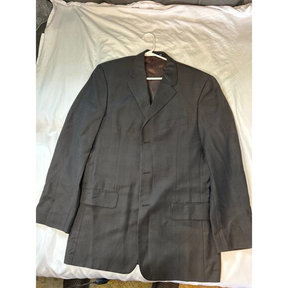Calvin Klein Men's Size 40L Suit Coat 3 Buttons 100% Wool Dark Brown Lined - Picture 1 of 3